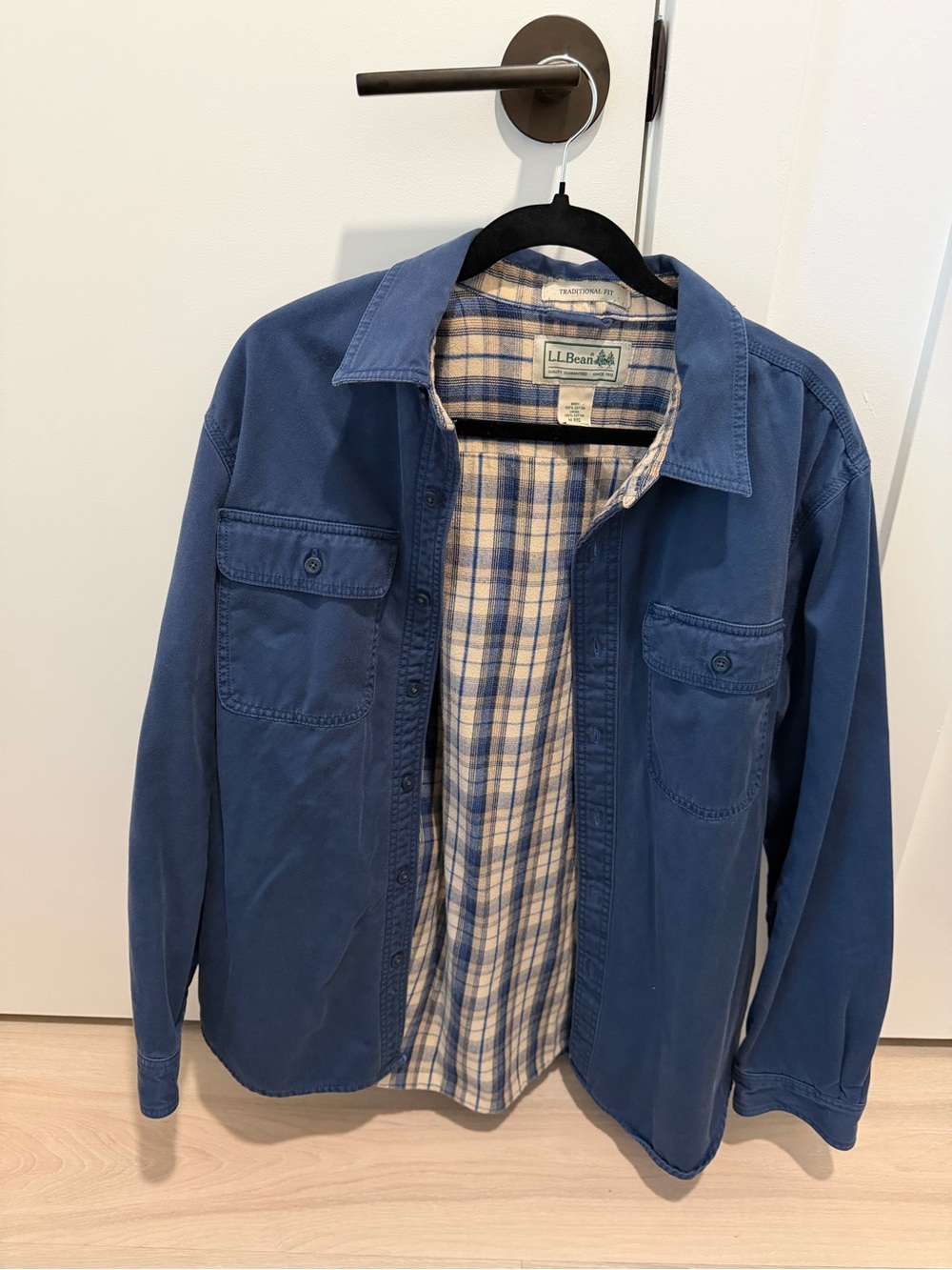 L.L. Bean Men's Blue Button-Up Shirt Jacket